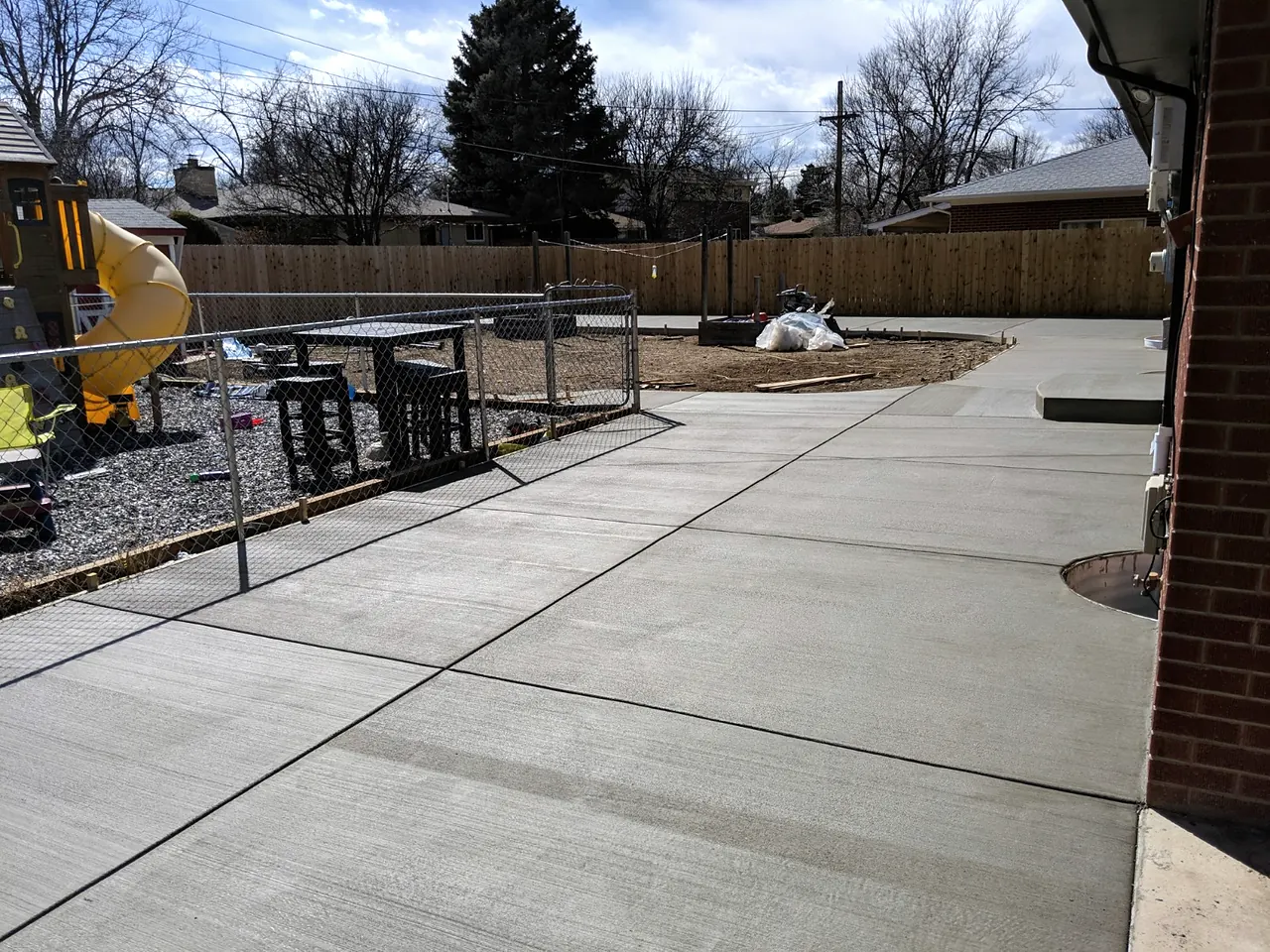 Backyard patio with scored control joints