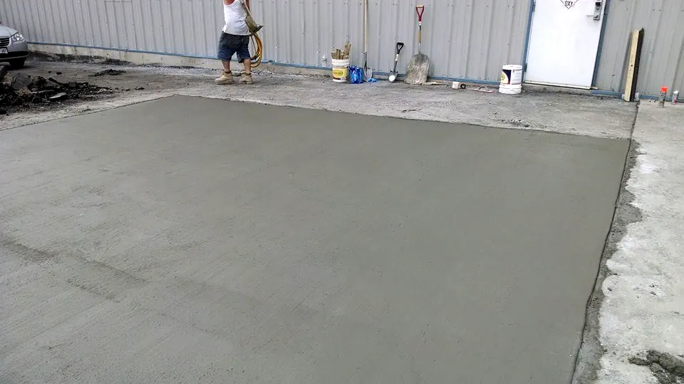 Commercial slab outside a metal building