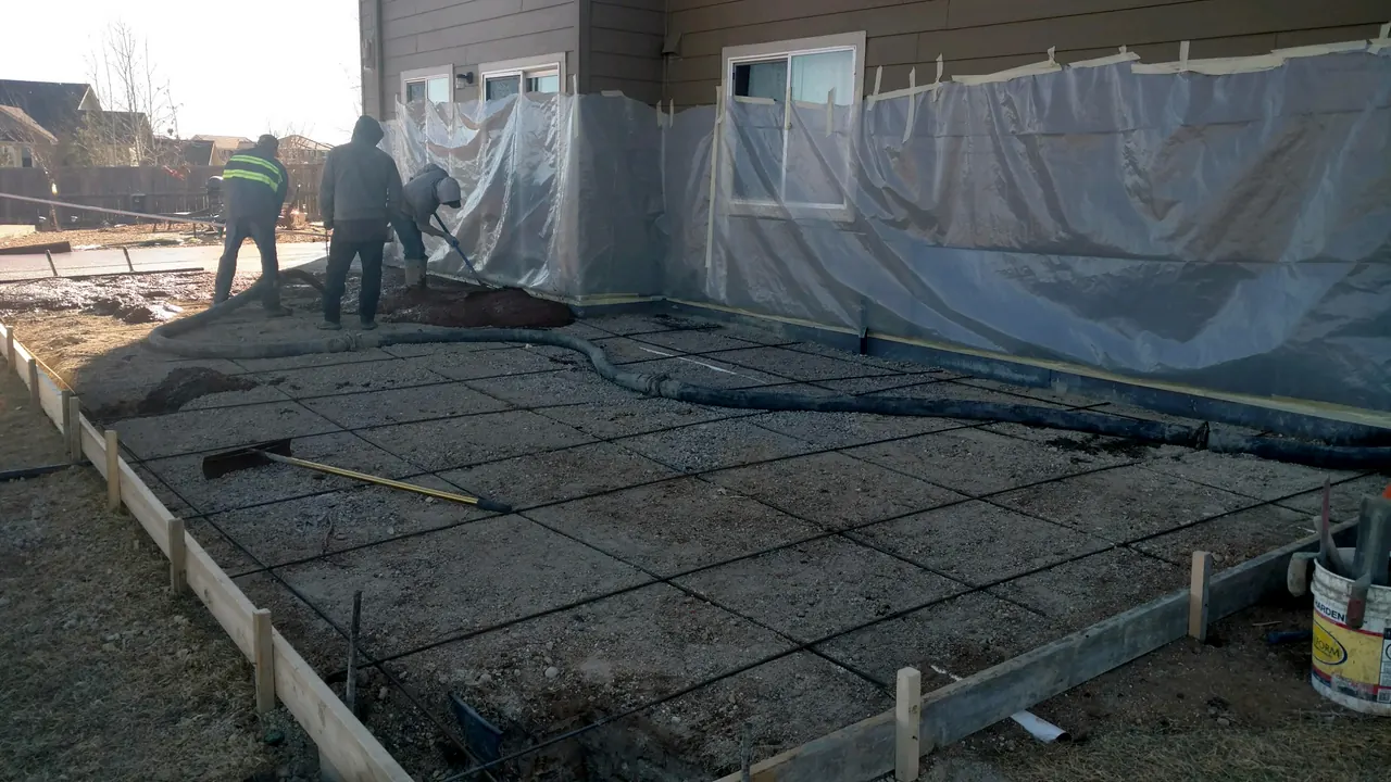Crew forming and placing steel for a large pour