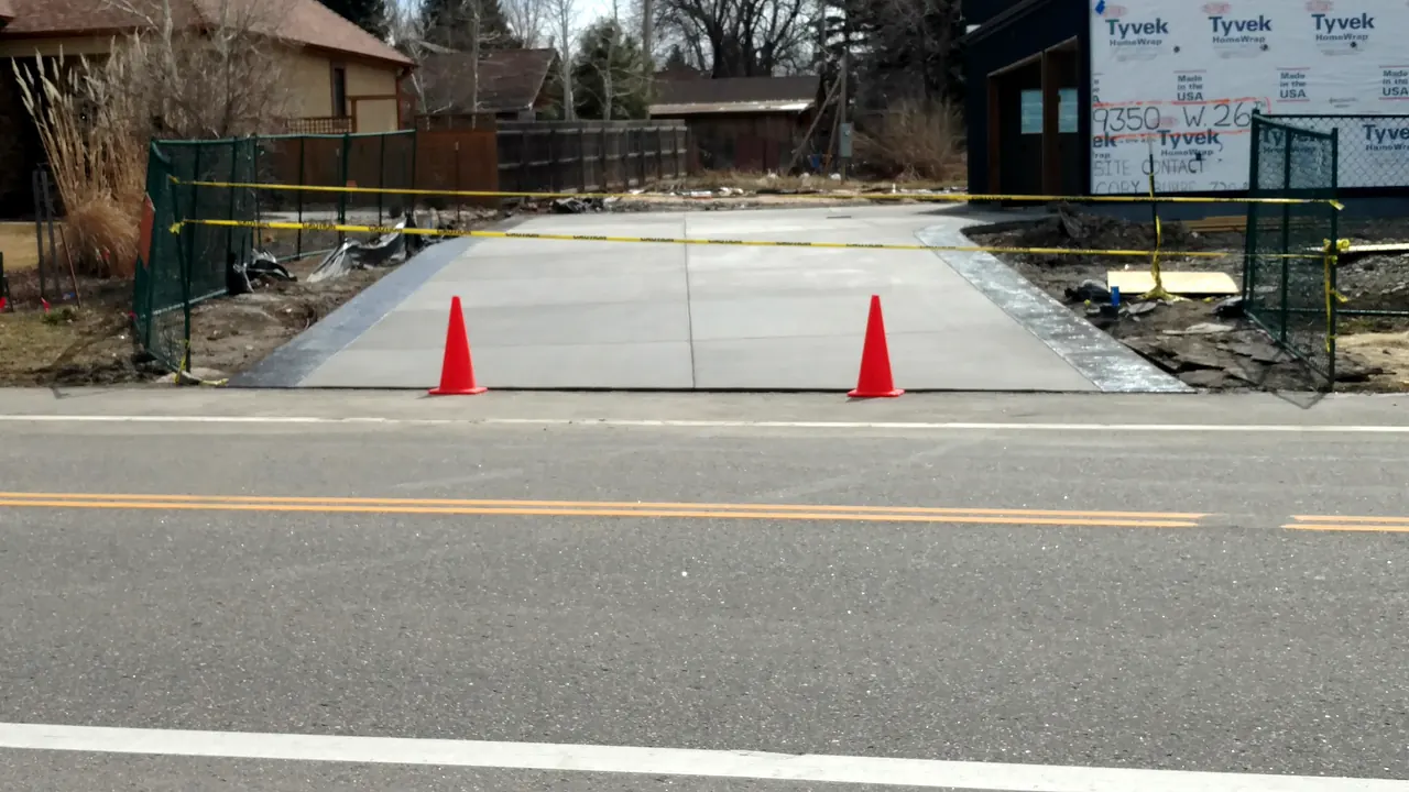 Driveway approach poured at the street