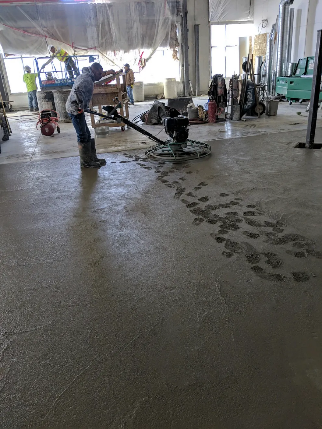 Placing an interior slab under cover