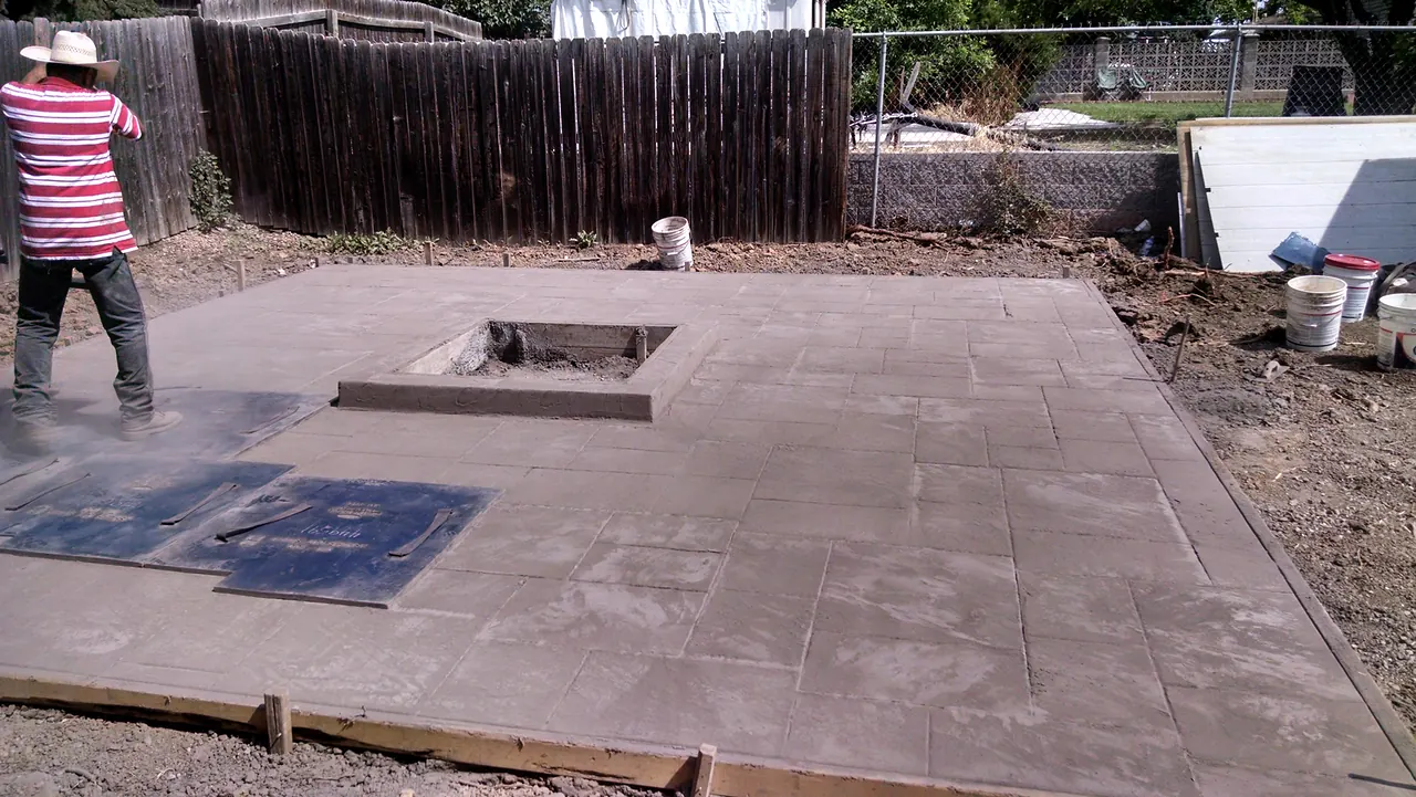 Finishing a large patio around a fire pit opening