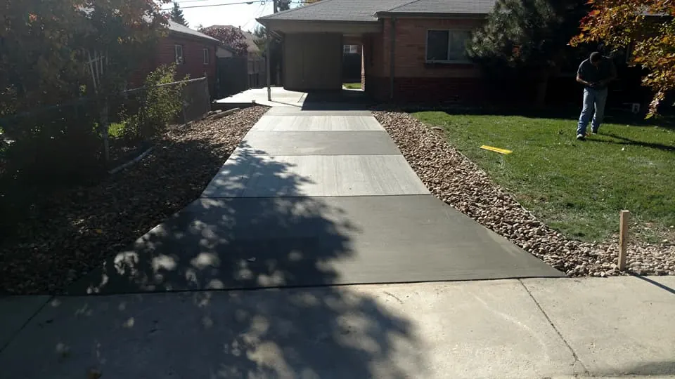 Walkway leading back to a garage
